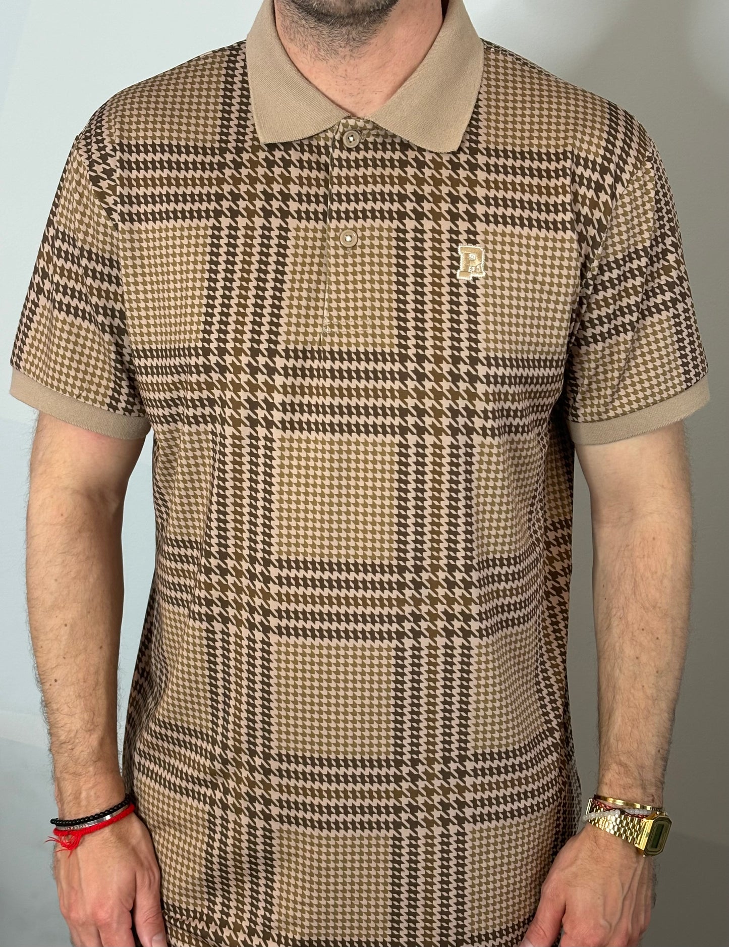 Houndstooth Checked PA Collared Shirt